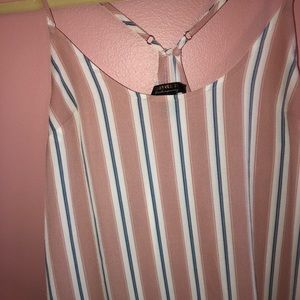 Pink striped maxi dress with adjustable straps